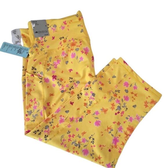 NWT Ideology Womens Floral Compression Active Crop Performance Leggings Pansy XL - Picture 1 of 13